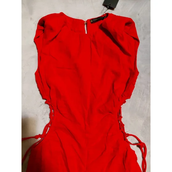 VIX Paula Hermanny Carina Red Lace up Resortwear Beach Vacation Jumpsuit Size 0 - Picture 7 of 13